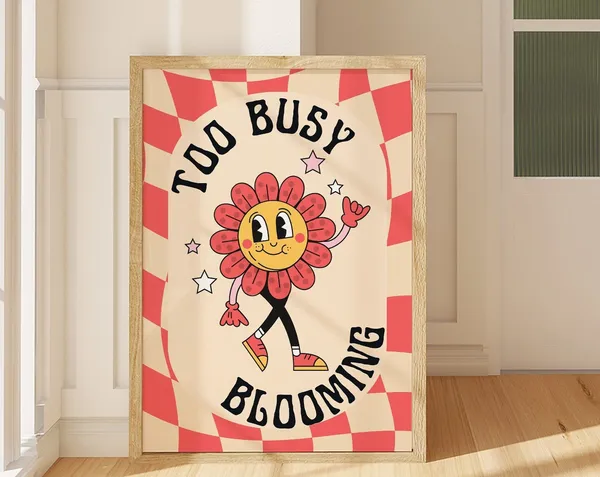 Bloom Print, Retro Groovy 70s Style Art Print