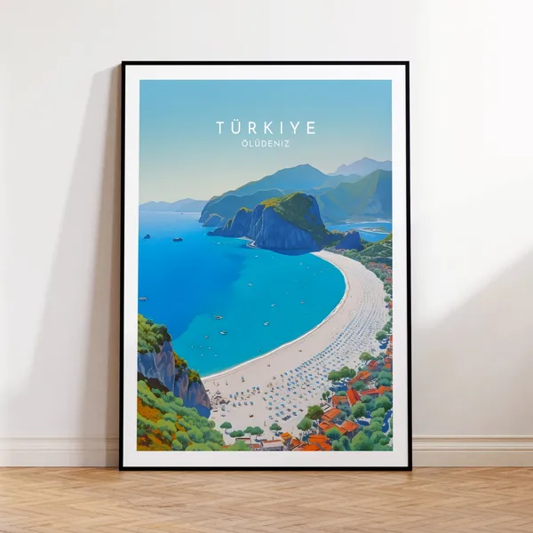 Oludeniz Travel Poster, Turkey Travel Print