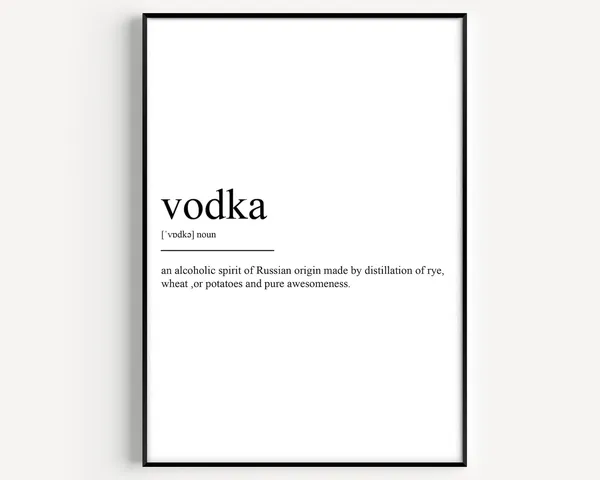 Vodka Definition Art Print, Kitchen Bar Decor