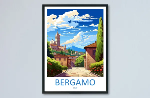 Bergamo Travel Poster, Italy Place Print