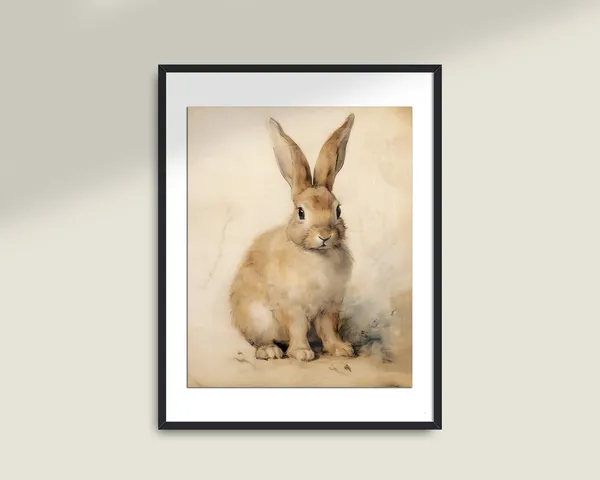 Vintage Bunny Prints, Farmhouse Rabbit Art Print