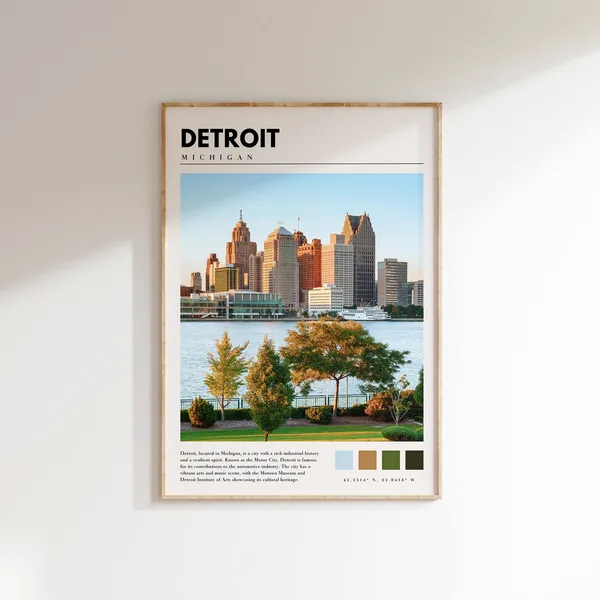 Detroit, Michigan Poster Art Print, Home Wall Decor