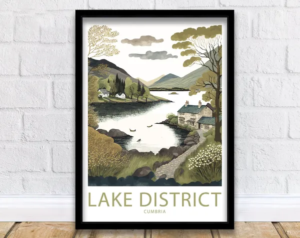 Lake District Travel Poster, Scenic Wall Art