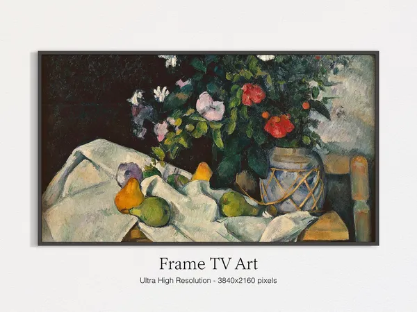 Flowers And Fruit Vintage Still Life Art Print