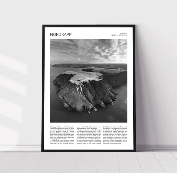 Nordkapp Travel Poster, Barents Sea Landscape Norway