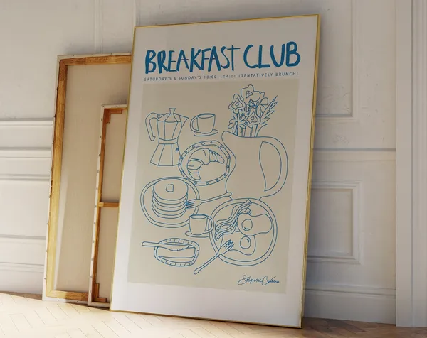 Breakfast Club Coffee Moka Pot Mid-Century Poster