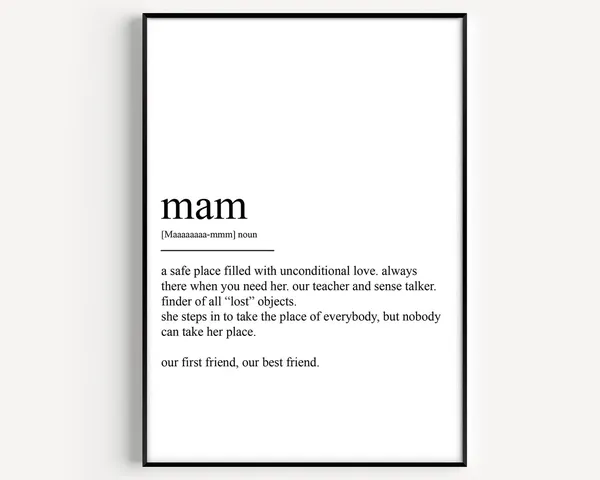 Mam Definition Art Print, Typography Quote Decor