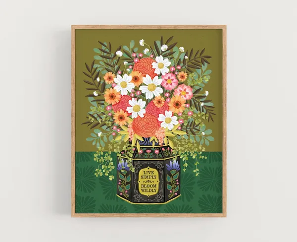Live Simply Bloom Wildly Quote Wall Art Print