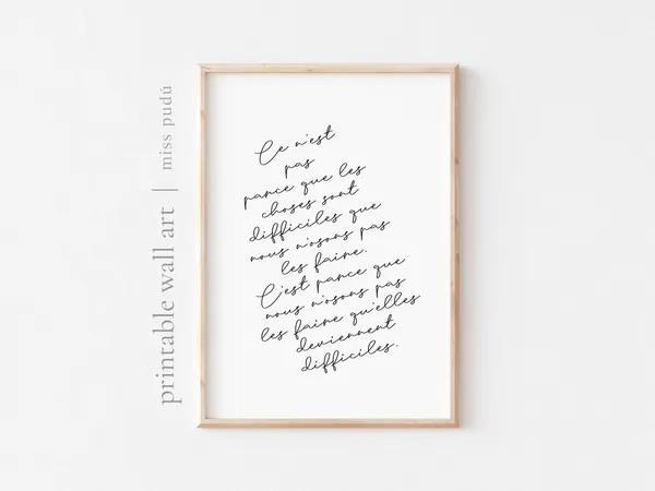 French Quote Poster, Positive Office Calligraphy