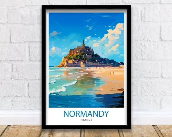 Normandy France Travel Poster, Europe Wall Decor