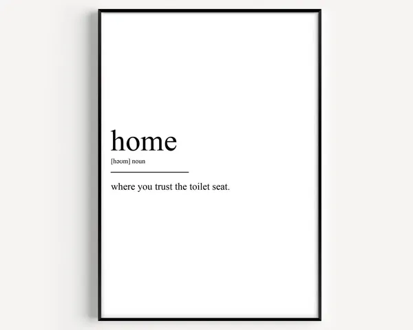 Home Definition Art Print, Typography Quote