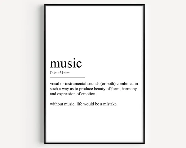 Music Definition Art Print, Typography Quote Style