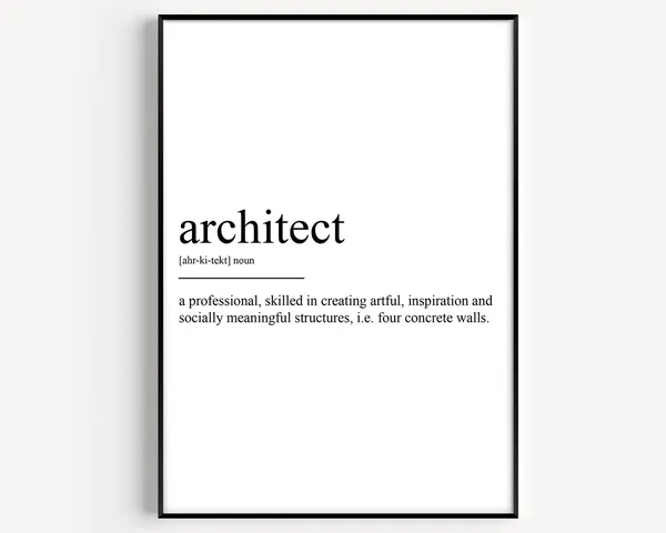 Architect Definition Art Print, Typographic Decor