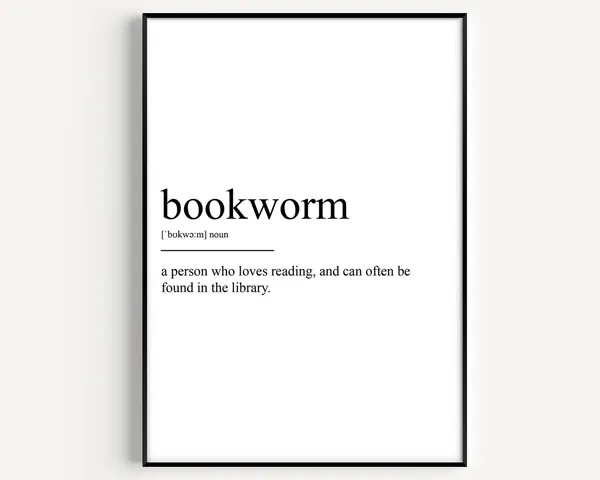 Bookworm Definition Art Print, Literary Quote Style