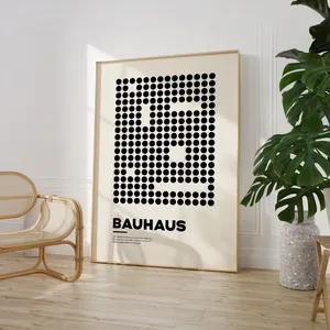 Blackwhite Geometric Bauhaus Poster, Office Decor
