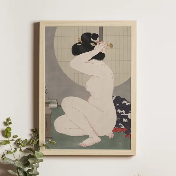 Arranging Hair Hirano Hakuho Ukiyo-e Art Print
