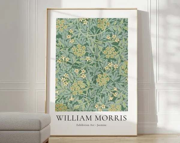 William Morris Flower Market Poster, Mid-Century Style