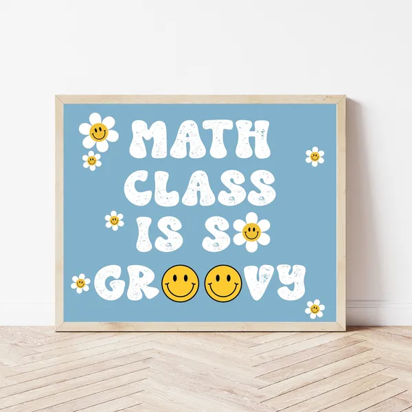 Boho Retro Math Poster, Groovy Classroom Decor