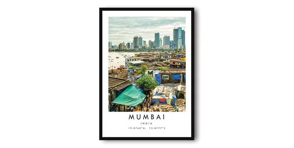 Mumbai India Minimalist Travel Poster, City Art