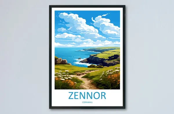 Zennor Travel Poster, England Wall Art