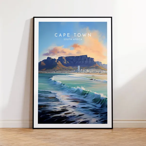 Cape Town Travel Poster, South Africa Home Decor