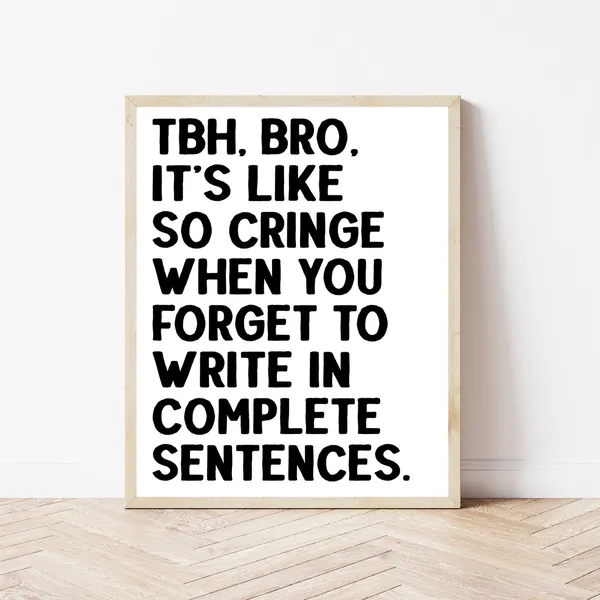 English Classroom Grammar Poster, Funny Educator Decor