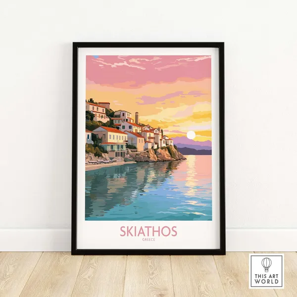 Skiathos Travel Poster, Home Decor Illustration