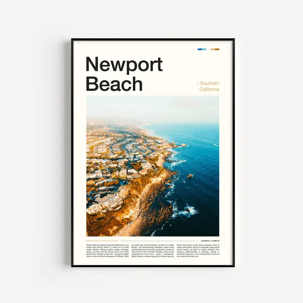 Newport Beach Travel Poster, Ocean & Beach Decor