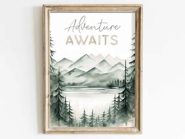 Adventure Awaits Vintage Watercolor Quote Art Print