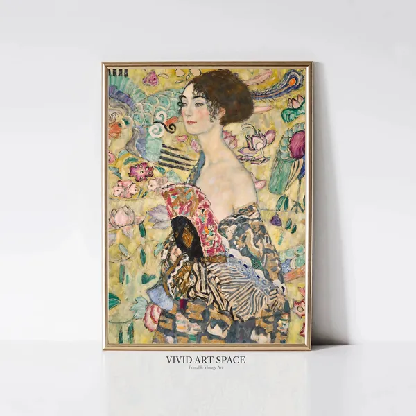 Gustav Klimt Lady With Fan Art Nouveau Art Print