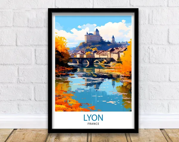 Lyon France Travel Poster, European City Art Print