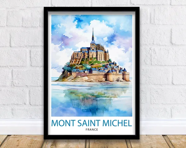 Mont Saint Michel France Illustration Wall Art Print