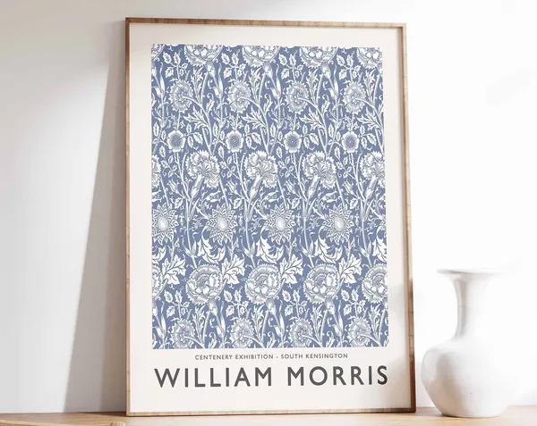William Morris Blue Floral Exhibition Art Print