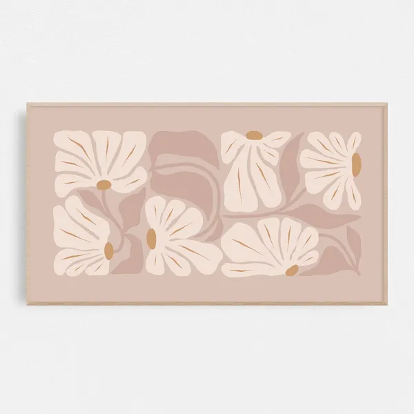 Neutral Beige Flower Art Print, Retro Botanical