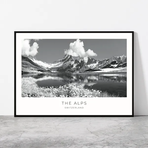 The Alps Travel Poster, Swiss Alps Landscape