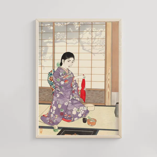 Tea Ceremony In Early Spring, Ukiyo-E Art Print