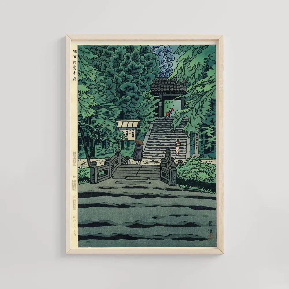 Engakuji Temple In Kamakura Ukiyo-E Travel Poster