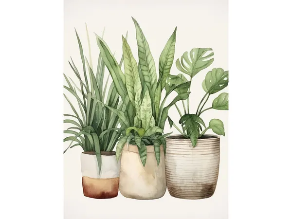 House Plant Botanical Watercolor Art Print, Monstera
