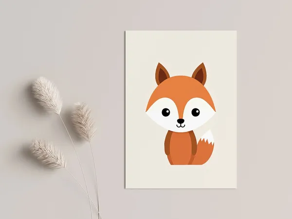 Cute Fox Nursery Decor Minimalist Animal Art Print