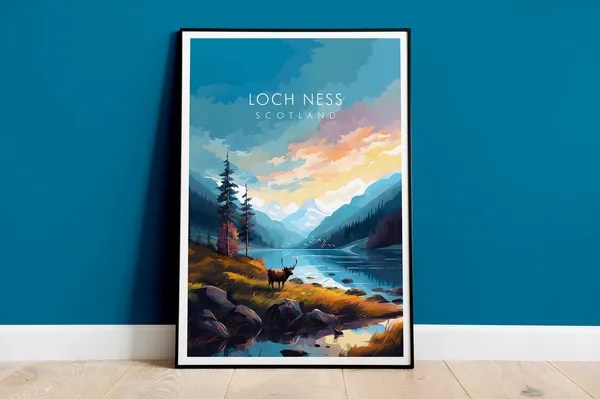 Loch Ness Travel Poster, Scotland Wall Art Print