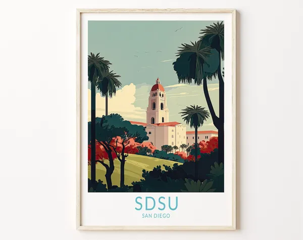 San Diego State University Campus Wall Art Poster