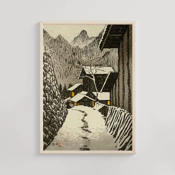 Evening Snow Scene, Ukiyo-e Winter Landscape Print