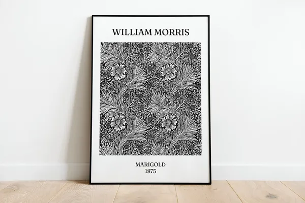 William Morris Marigold Black and White Art Print