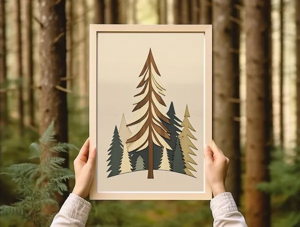 Vintage Pine Trees Art Print, Minnesota Lake Superior