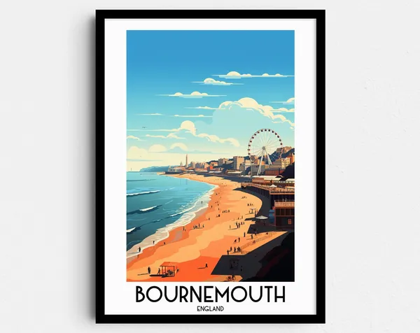 Bournemouth Travel Poster, England Home Decor
