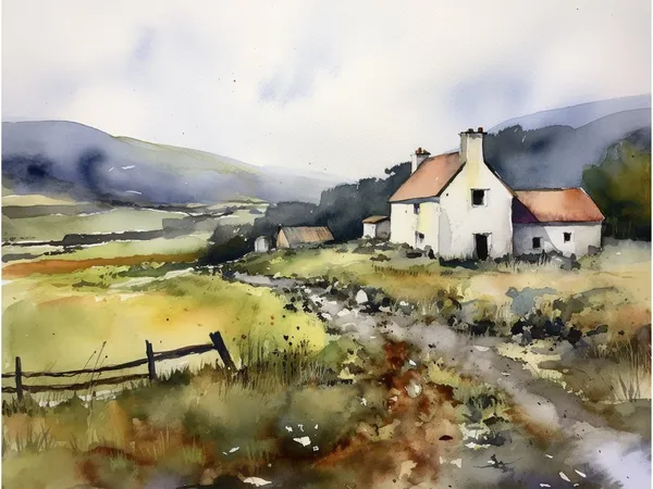 North Wales Watercolor Mountain Landscape Art Print