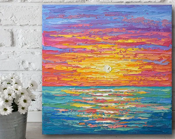 Impressionist Sunset Seascape Art Print, Coastal Decor