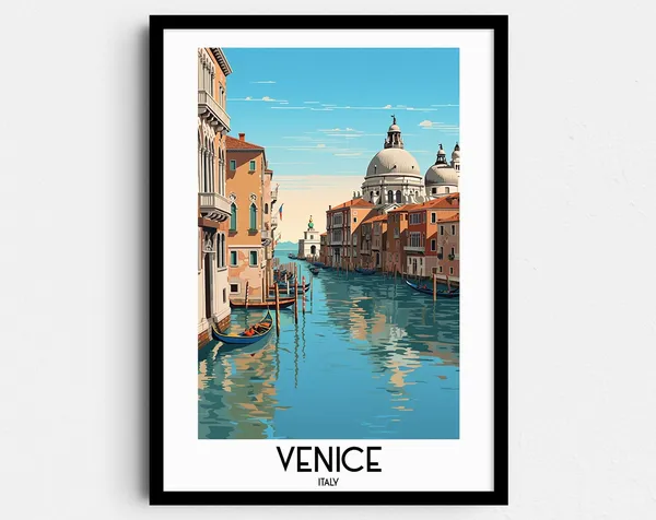 Venice Travel Poster, Grand Canal Italy Painting