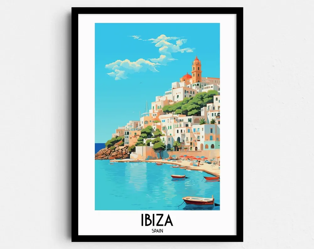 Ibiza Travel Poster, Spain Beach Art