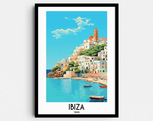 Ibiza Travel Poster, Spain Beach Art